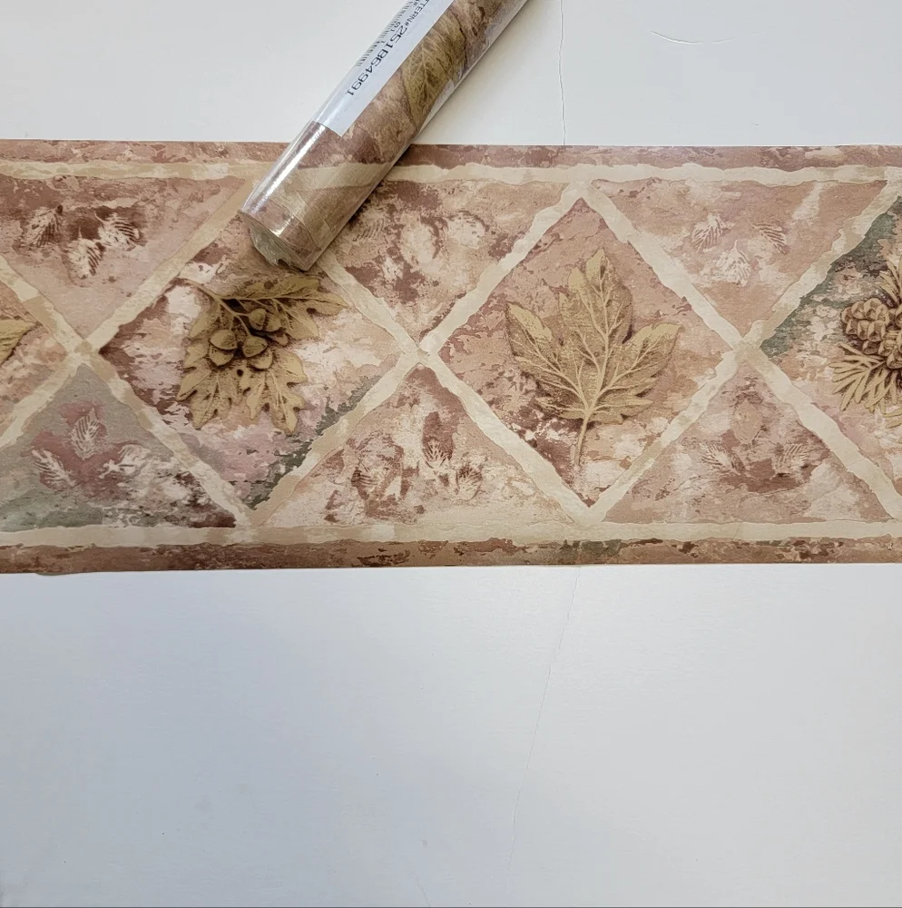 Wallpaper Border Leaves And Evergreens